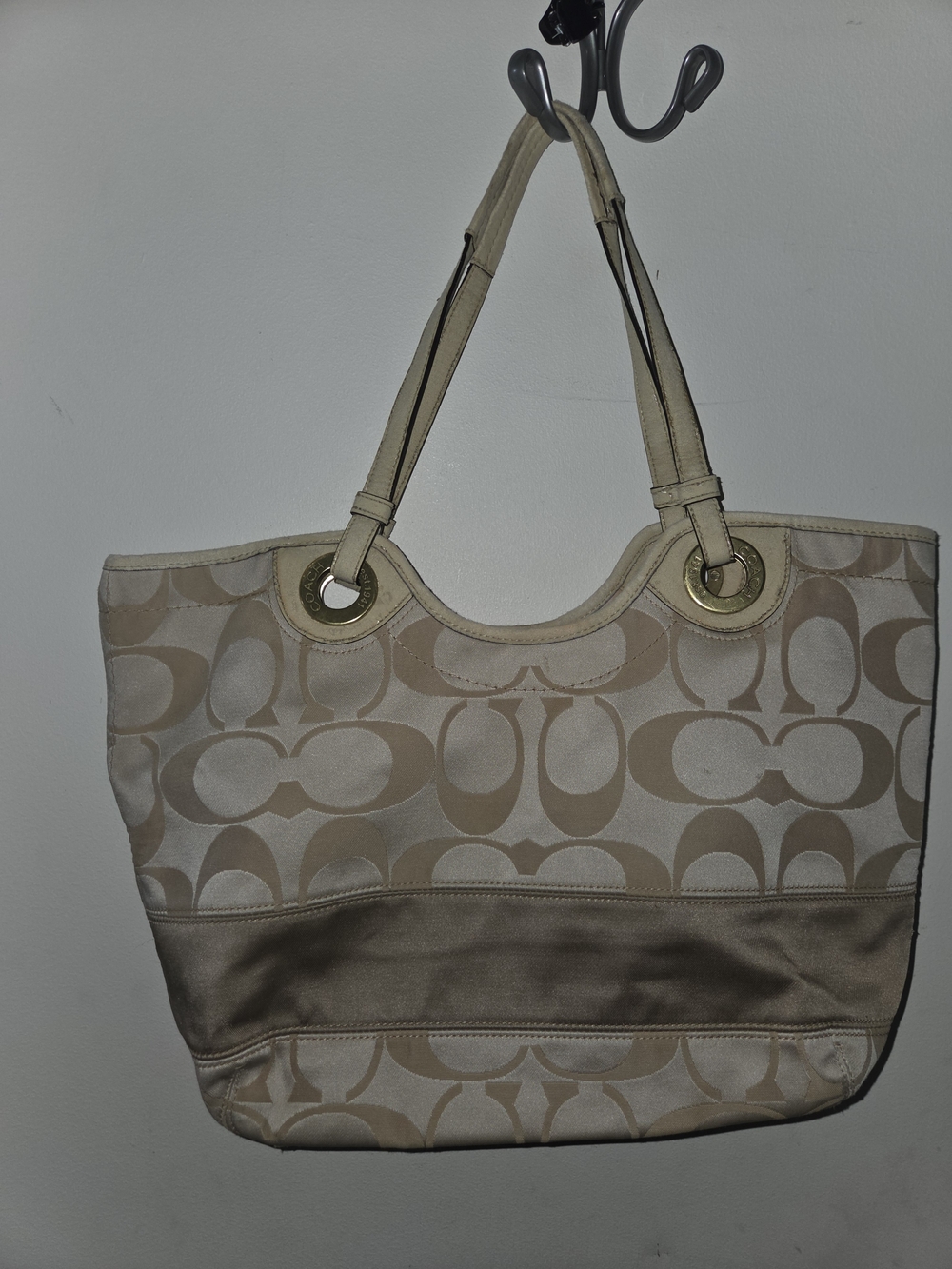 * REHAB AS IS BAG* Coach Signature Canvas Beige Tote with Gold Hardware